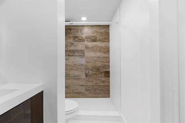 an empty room with a door