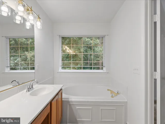 a bathroom with a sink a vanity and a bathtub