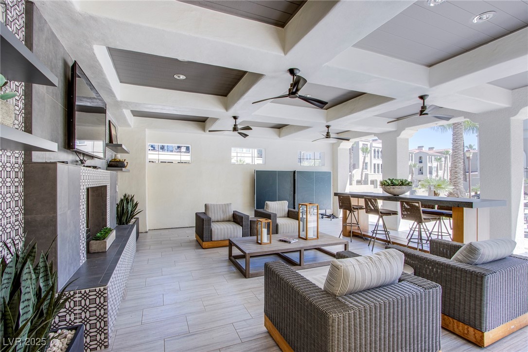 2555 Hampton Road, Unit 4109 Henderson, NV 89052 - Photo 25 of 38 View of patio featuring an outdoor living space and a ceiling fan