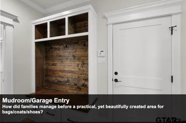 a view of wooden door