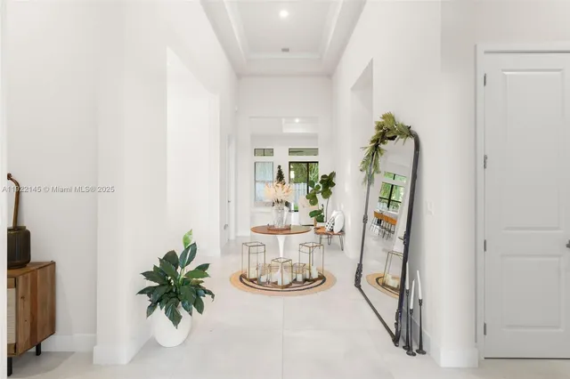 a dining room with furniture