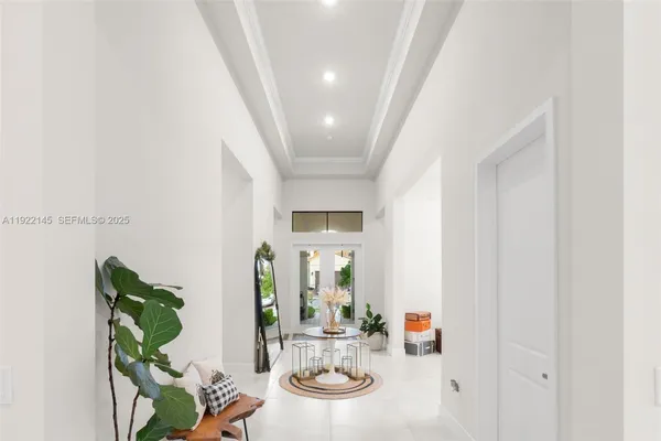 a dining room with furniture