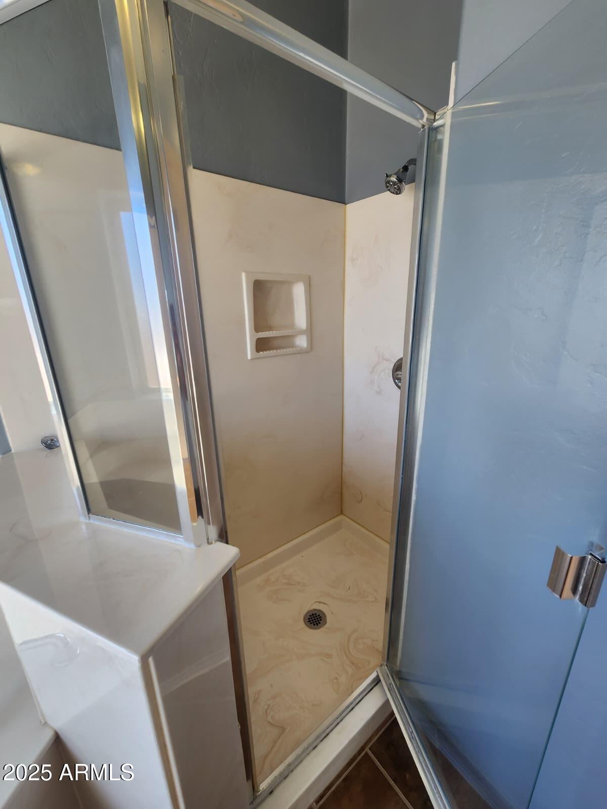 1766 East Golf Course Road Douglas, AZ 85607 - Photo 24 of 29 a bathroom with a glass door shower and toilet
