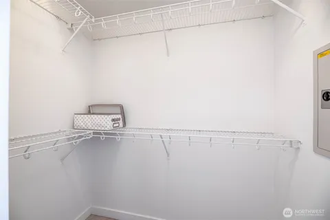 a view of small space with racks on the wall