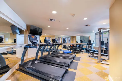 a view of a room with gym equipment