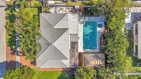 an aerial view of a house