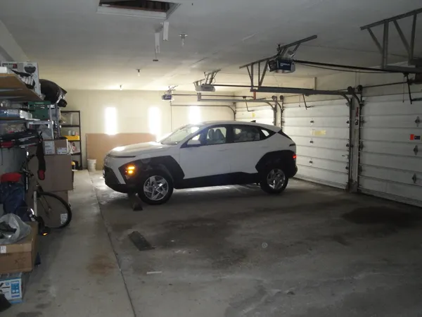 a car parked in a garage