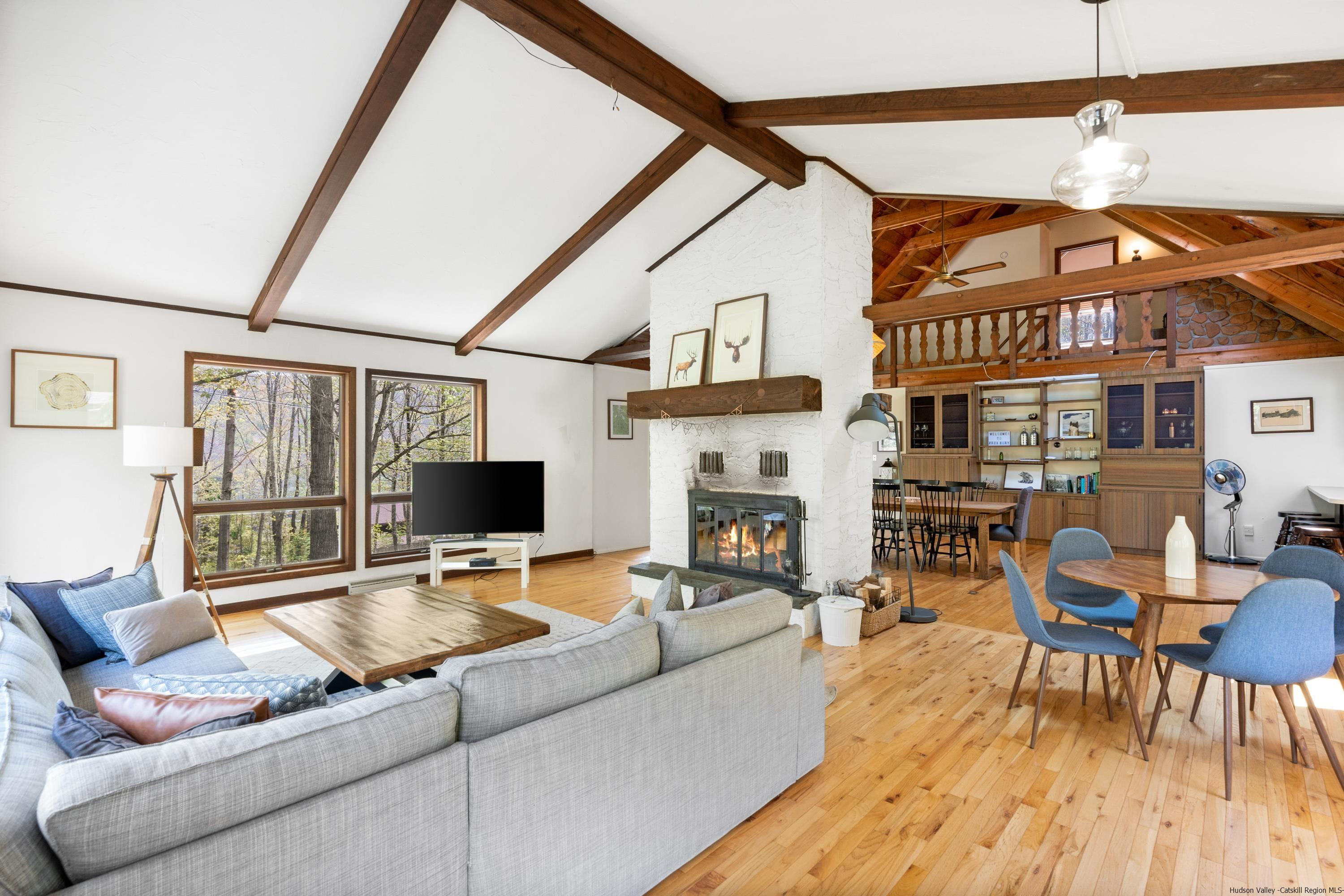 167 Old Towne Road Roxbury, NY 12421 - Photo 6 of 29 a living room with furniture a fireplace and a flat screen tv