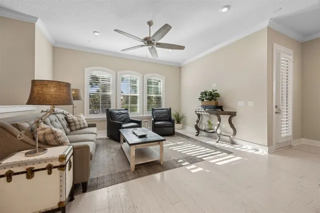 a front view of a building with a garage