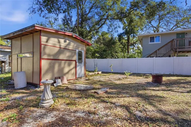a view of a garden with plants