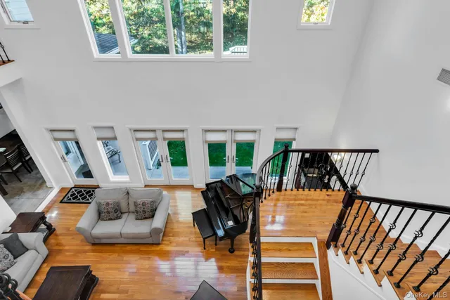 a view of swimming pool with seating area