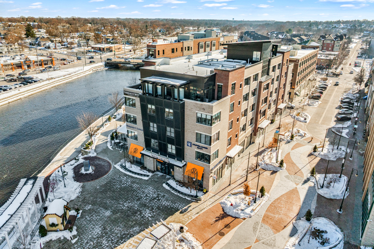an aerial view of multiple house