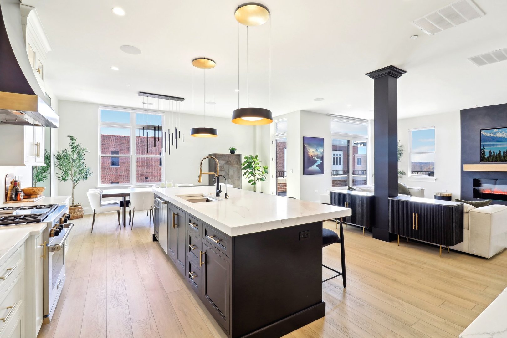 50 South 1st Street, Unit 5D St. Charles, IL 60174 - Photo 17 of 52 a large kitchen with a counter space a sink appliances and living room view