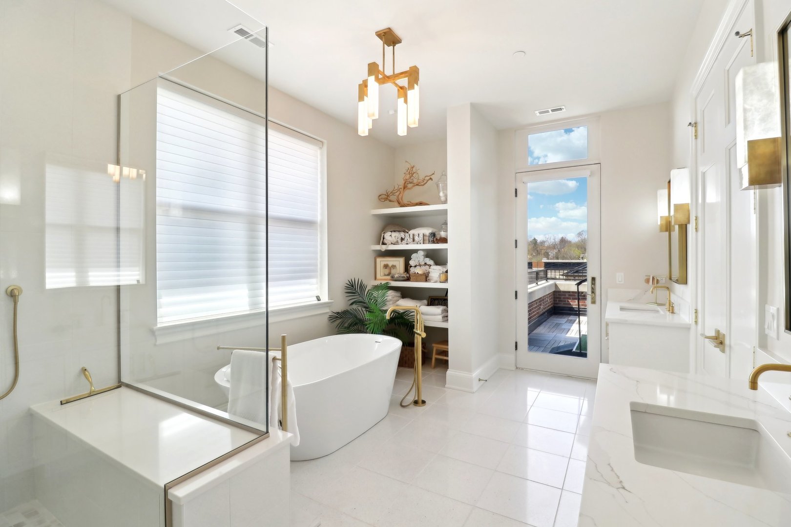 50 South 1st Street, Unit 5D St. Charles, IL 60174 - Photo 25 of 52 a bathroom with a tub a sink a mirror and a shower