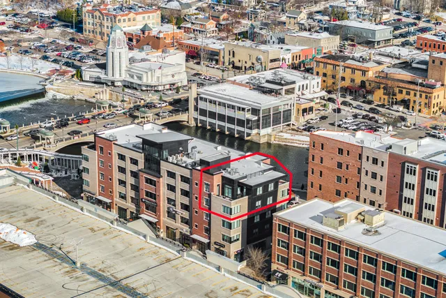 a city view with tall buildings