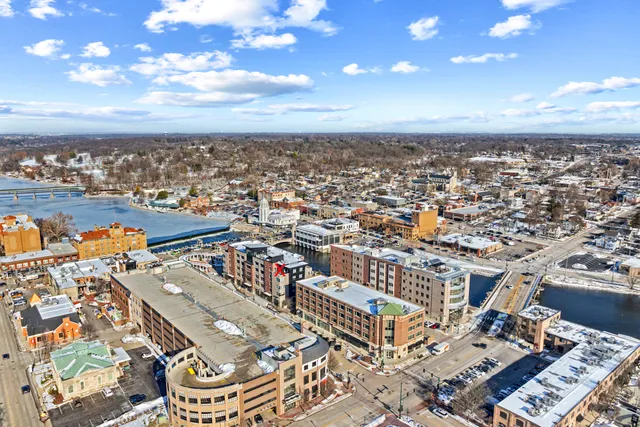 an aerial view of a city