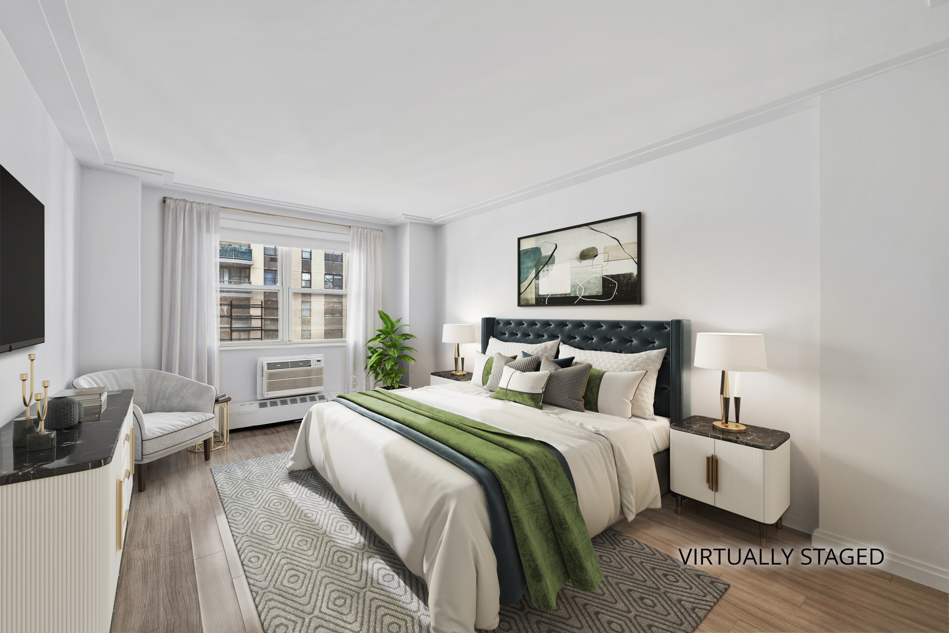 340 East 80th Street, Unit 17D Manhattan, NY 10075 - Photo 8 of 18 a bedroom with a bed and wooden floor