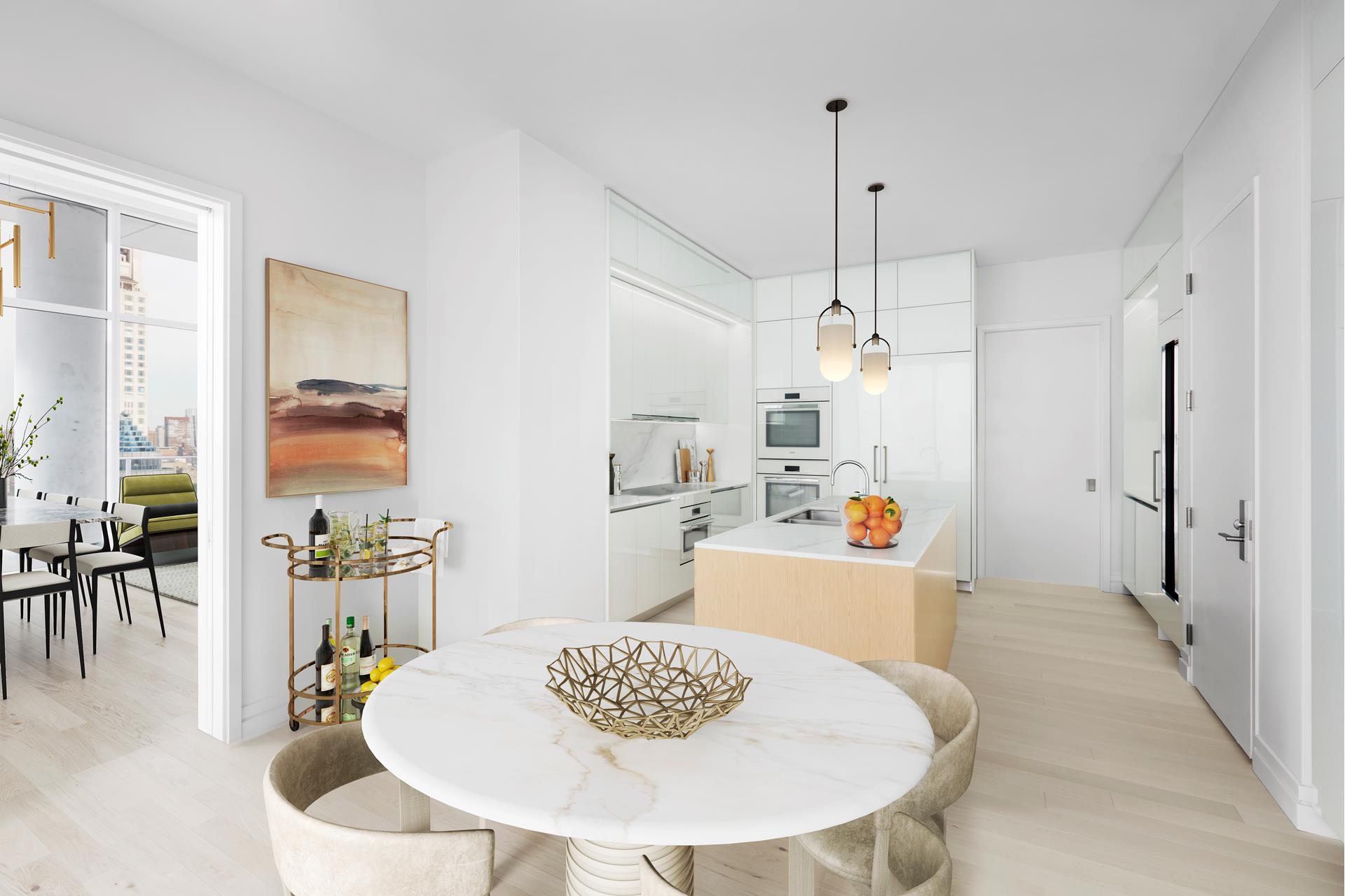 200 East 59th Street, Unit PH33/34 Manhattan, NY 10022 - Photo 4 of 20 a kitchen with a dining table and chairs