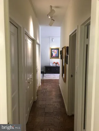 a view of gallery with windows