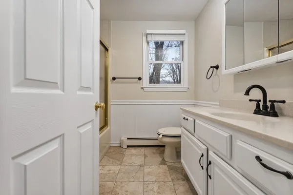 a bathroom with a sink toilet and vanity