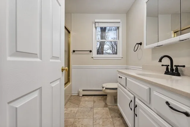 a bathroom with a sink toilet and vanity