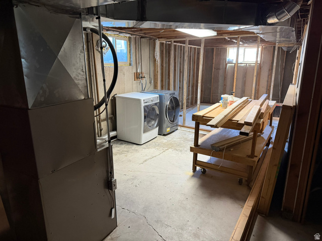 541 Mingo View Avenue Sandy, UT 84070 - Photo 13 of 16 Unfinished basement featuring exposed framing, concrete flooring, and visible ductwork