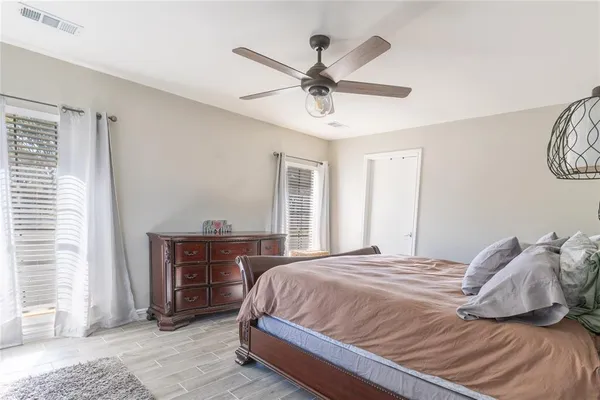 a kitchen with counter top space cabinets and appliances