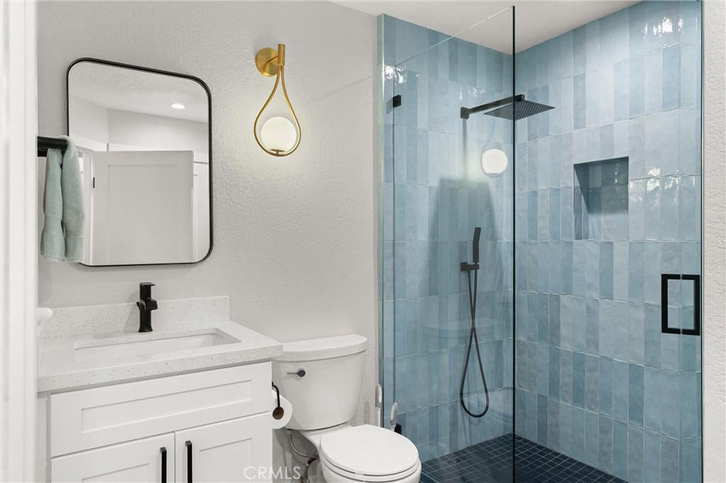 26 Sunbridge Place Dana Point, CA 92629 - Photo 19 of 39 a bathroom with a toilet sink vanity shower and mirror
