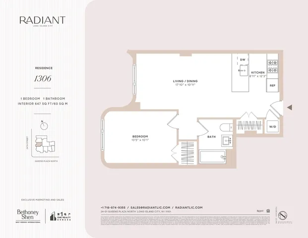 $1,190,000 | 24-01 Queens Plaza North, Unit 1306 | Long Island City