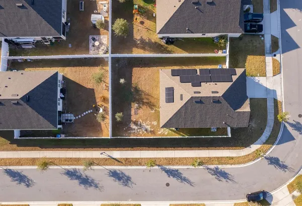 an aerial view of a house