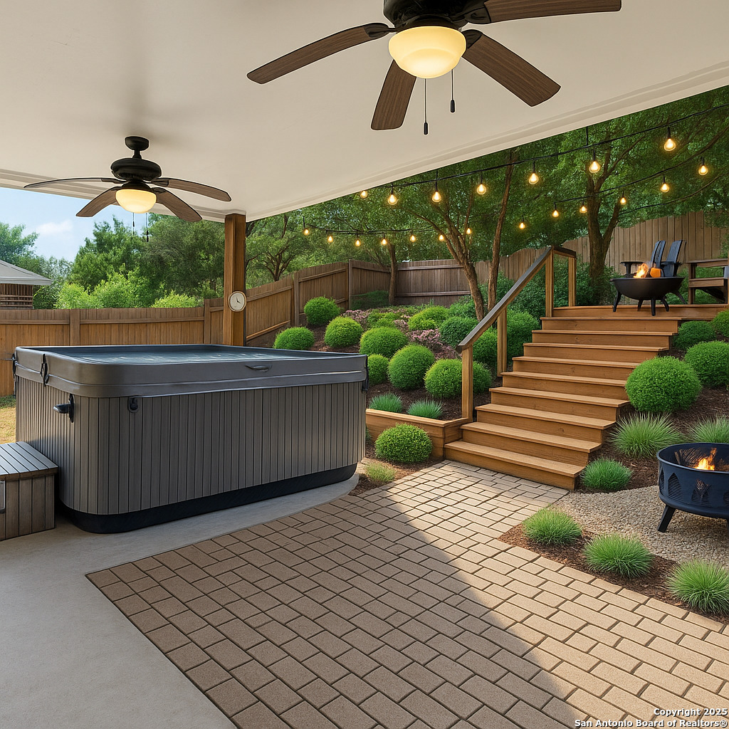 21510 Rio Colorado San Antonio, TX 78259 - Photo 36 of 42 a view of a terrace with couches and wooden fence