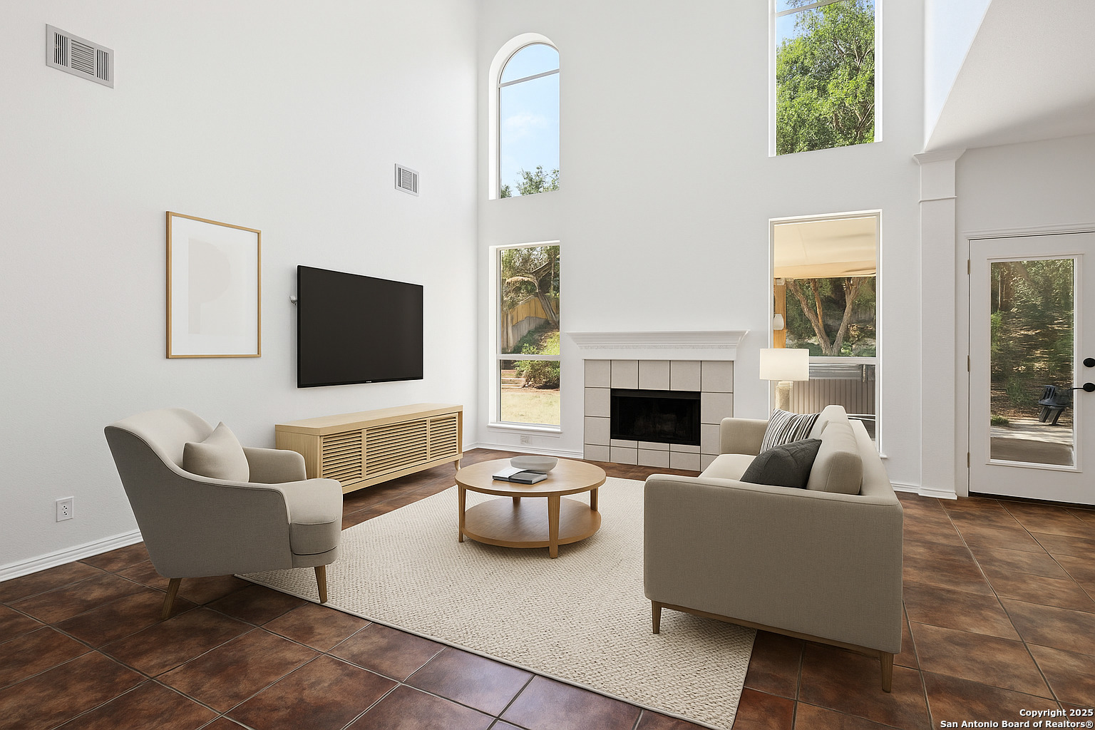 21510 Rio Colorado San Antonio, TX 78259 - Photo 10 of 42 a living room with furniture fireplace and flat screen tv