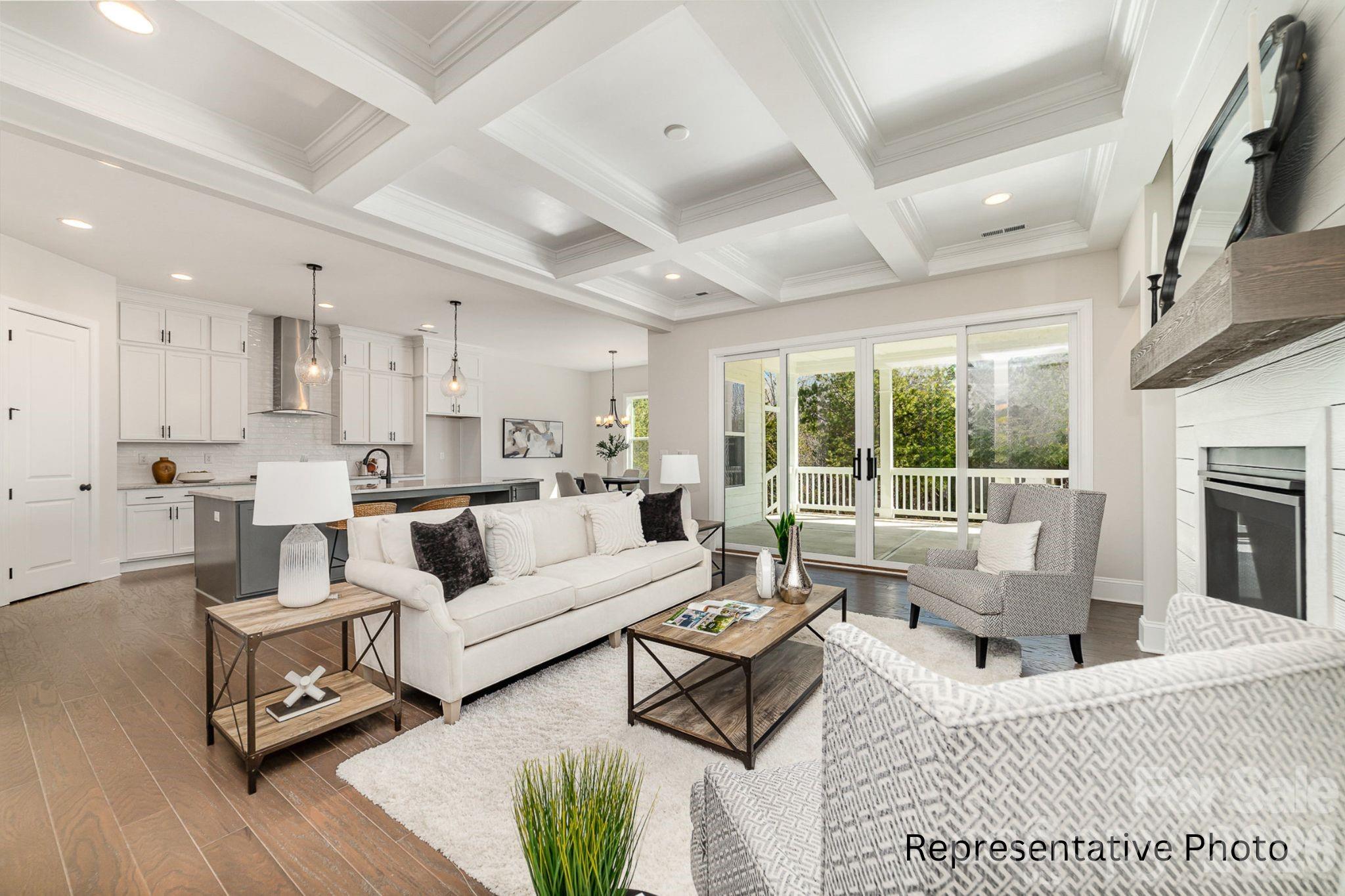 0 Rivendell Road, Unit 40 Denver, NC 28037 - Photo 2 of 23 a living room with furniture wooden floor and a fireplace