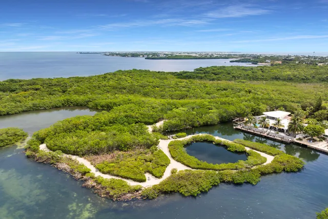 a view of a lake with lawn chairs