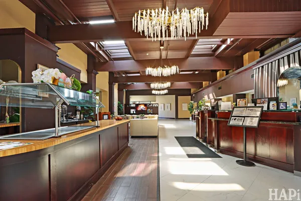 a kitchen with lots of counter top space