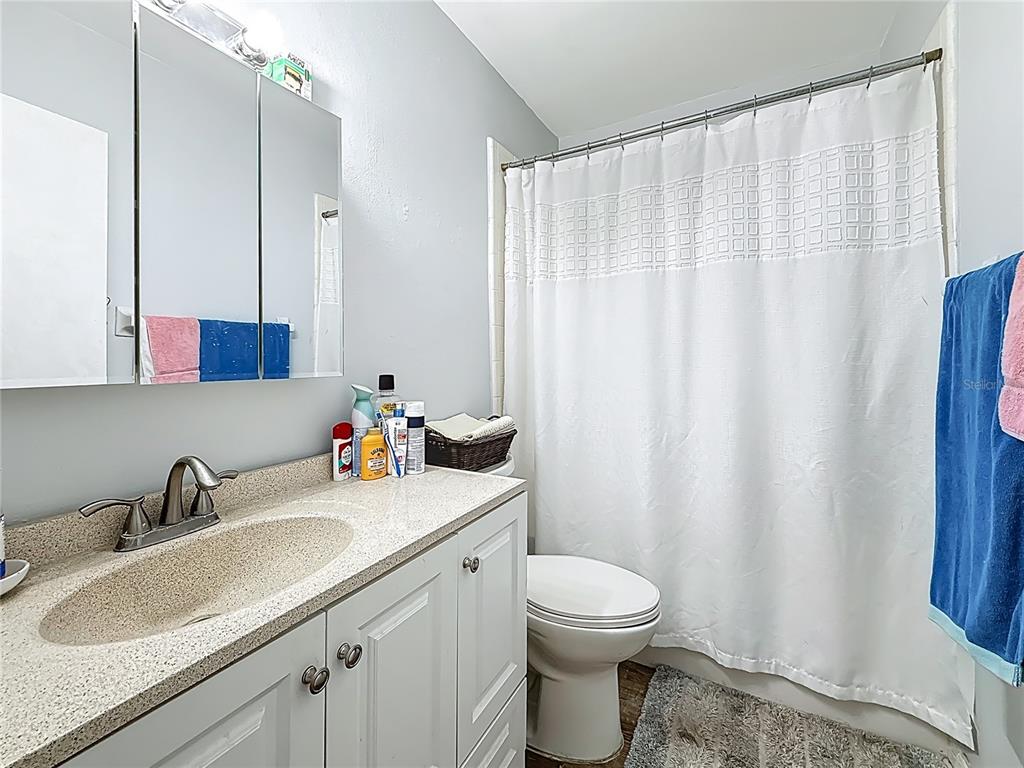 250 Rosery Road Northwest, Unit 228 Largo, FL 33770 - Photo 18 of 27 a bathroom with a sink a toilet and a mirror
