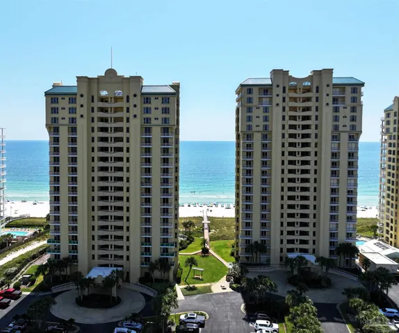 a view of a building with a street