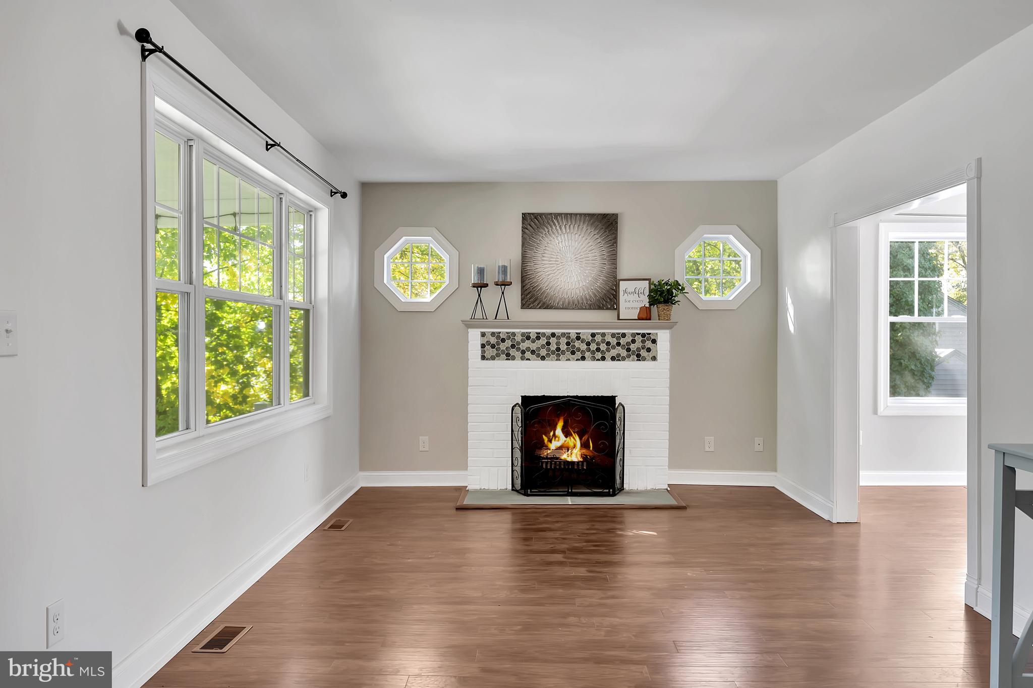Wood burning fireplace with such charm!