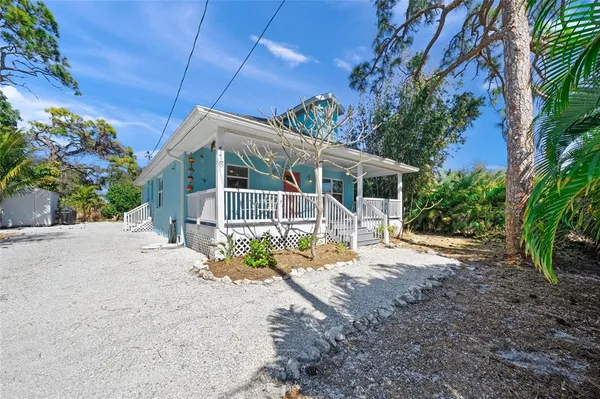 a view of a yard with plants and a trees