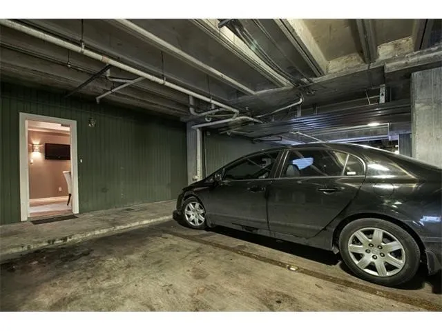 a car parked in a garage