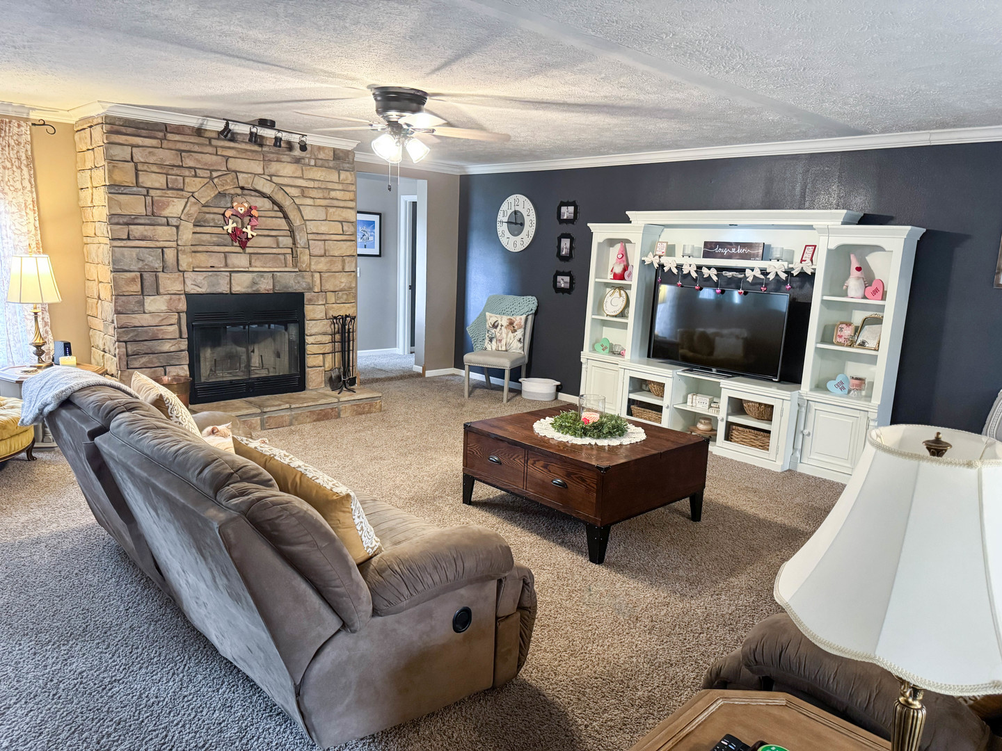 385 Toledo Cemetery Road Cobden, IL 62920 - Photo 14 of 38 a living room with furniture and a flat screen tv