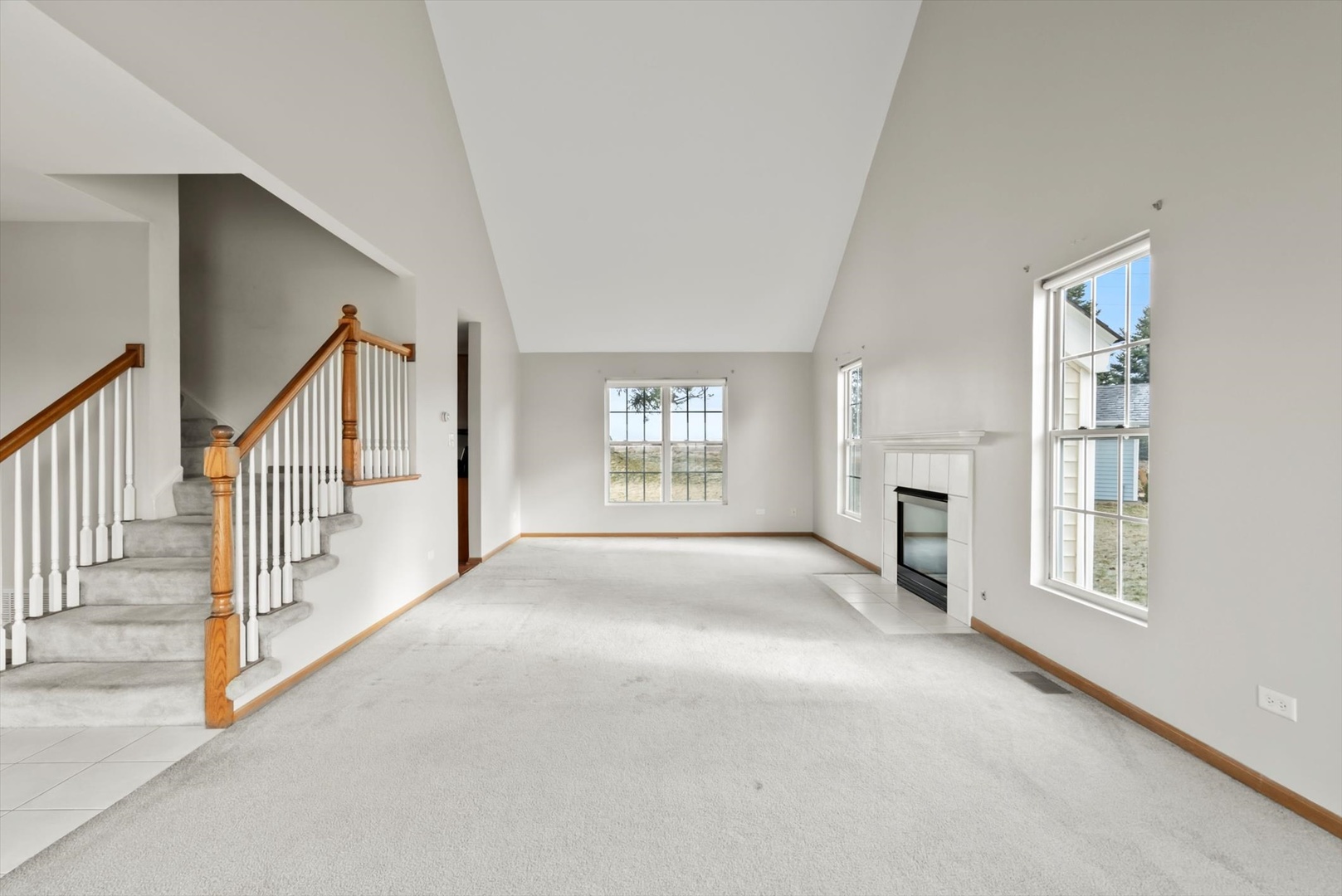 913 Barton Lane Peotone, IL 60468 - Photo 2 of 15 an empty room with windows and fireplace