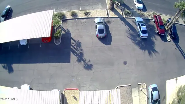 an aerial view of a house having yard