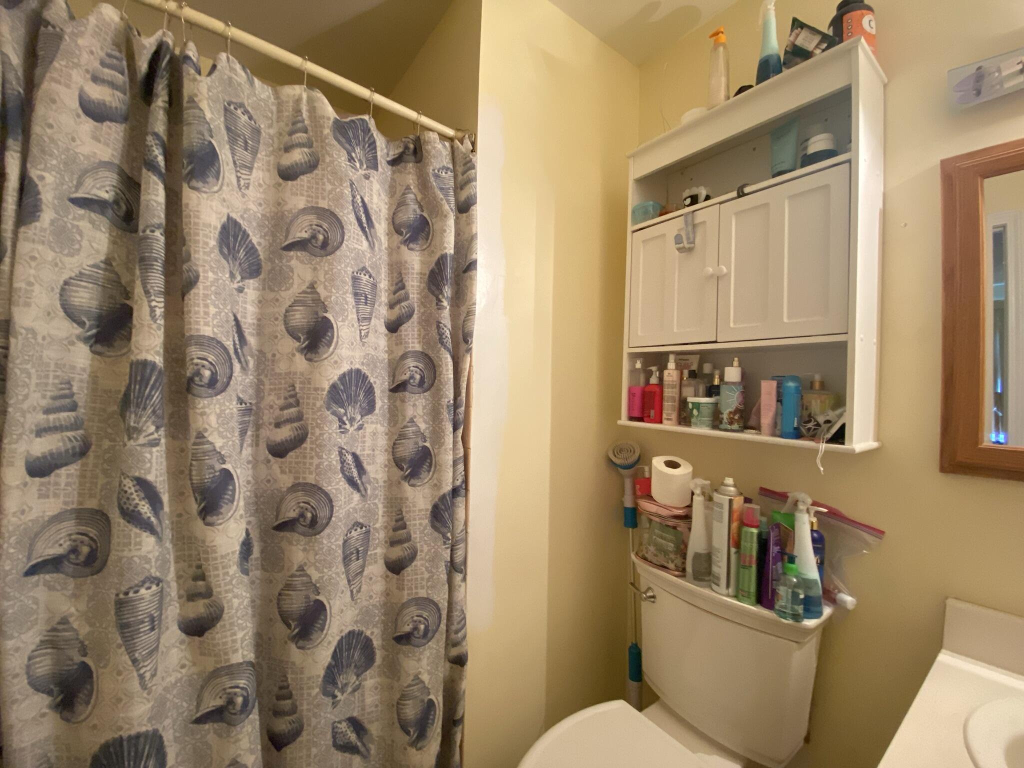 2312 Ranch Road Northwest Roanoke, VA 24017 - Photo 21 of 27 a bathroom with a toilet and a shower curtain