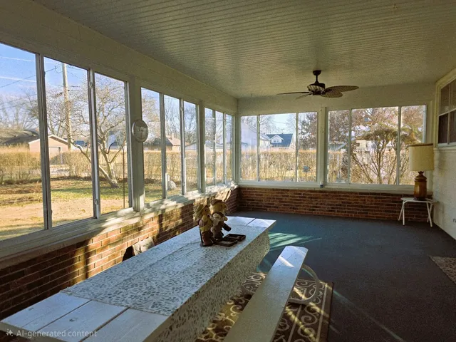 a living room with furniture and floor to ceiling windows