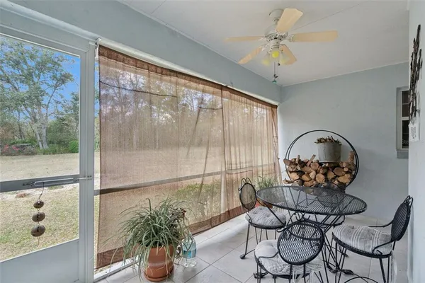 a view of a garden with an outdoor space