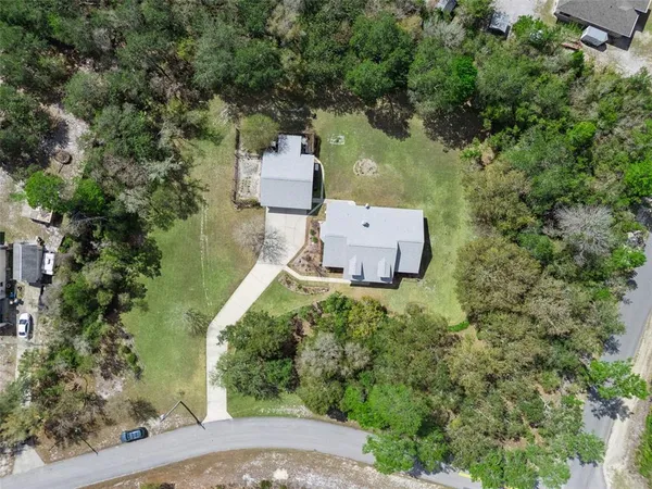 an aerial view of a house