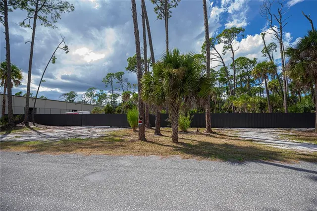 a view of street with small yard