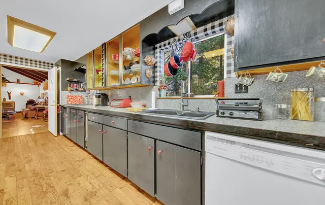 a kitchen with lots of counter top space