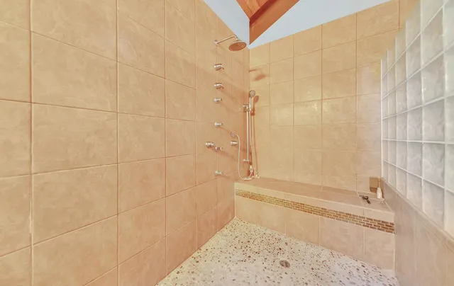 a bathroom with a bathtub